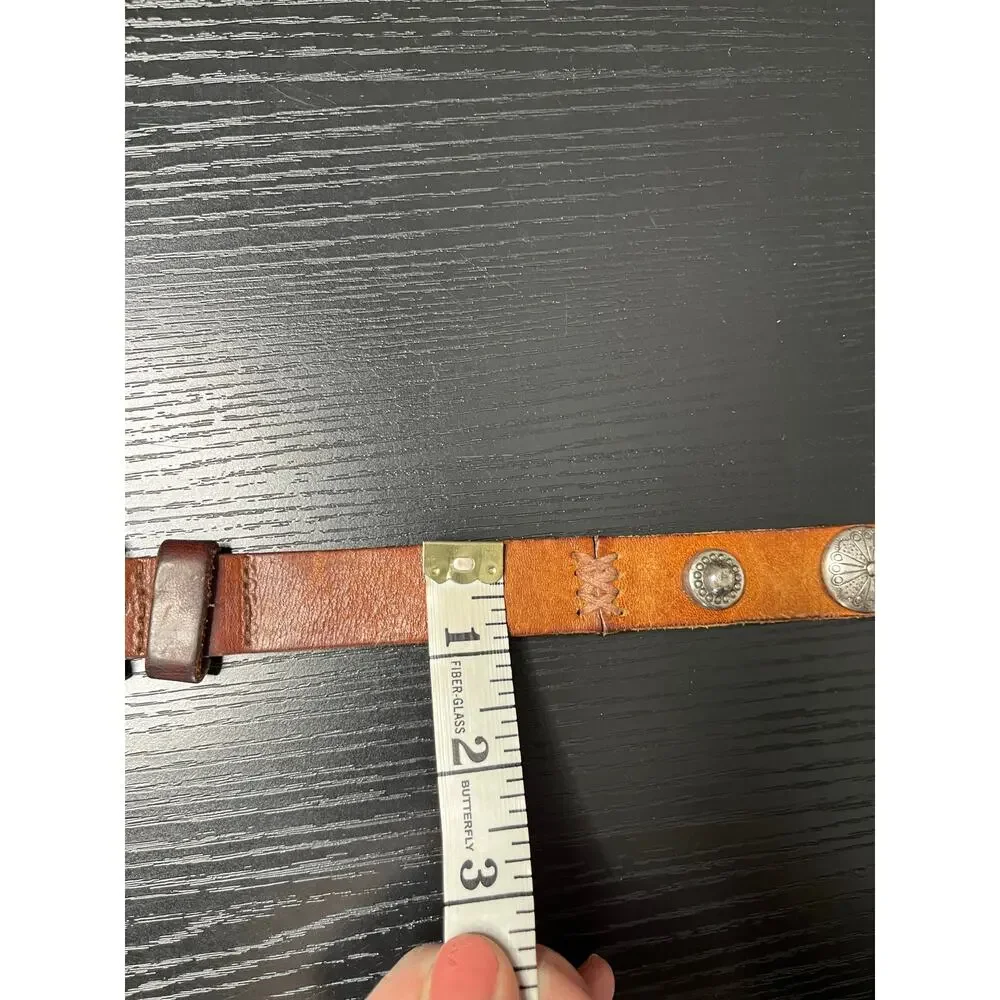 Vintage Y2K Fossil Western/Boho Style Leather Concho Belt
